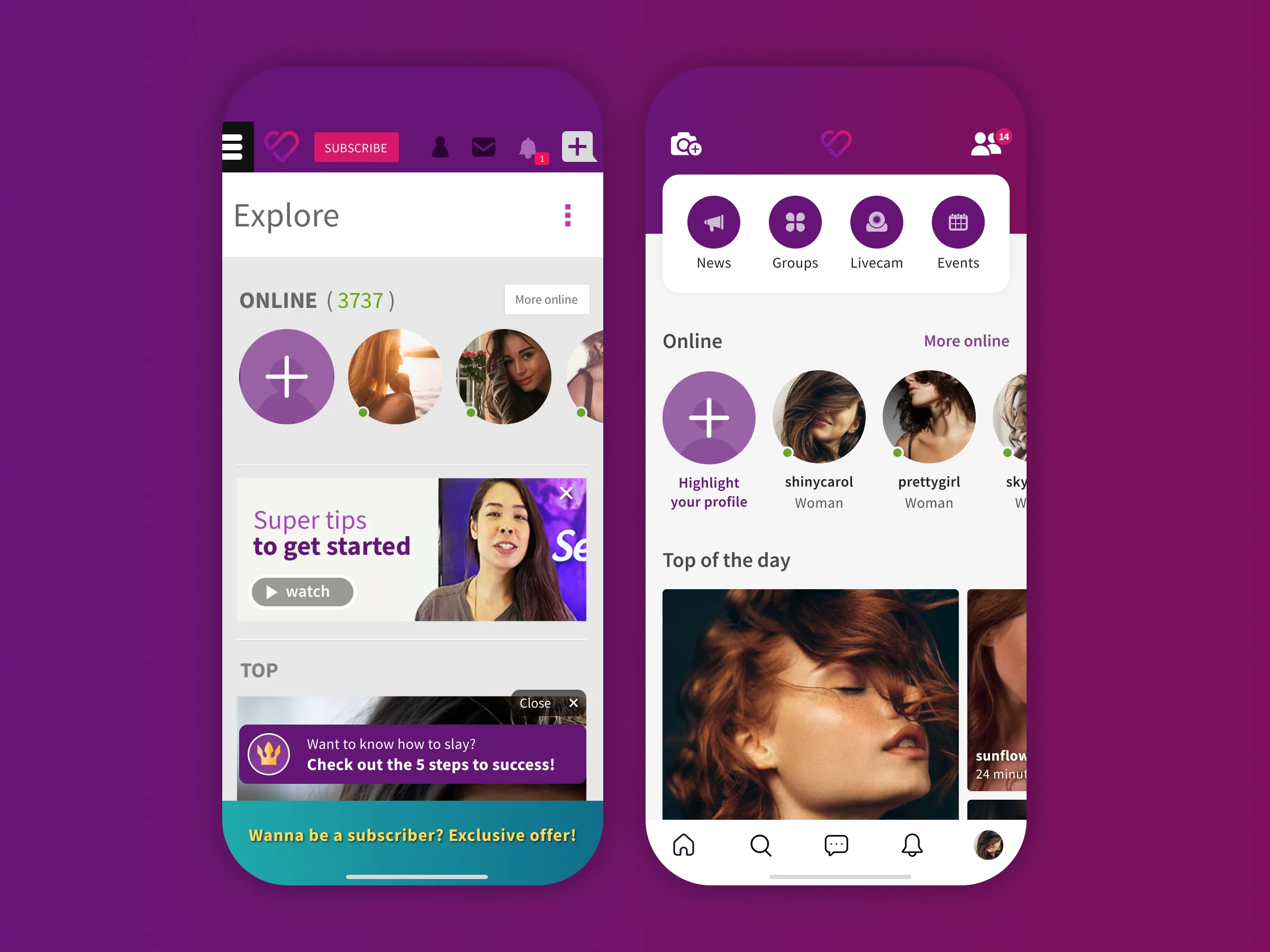 Image comparing old and new homepage