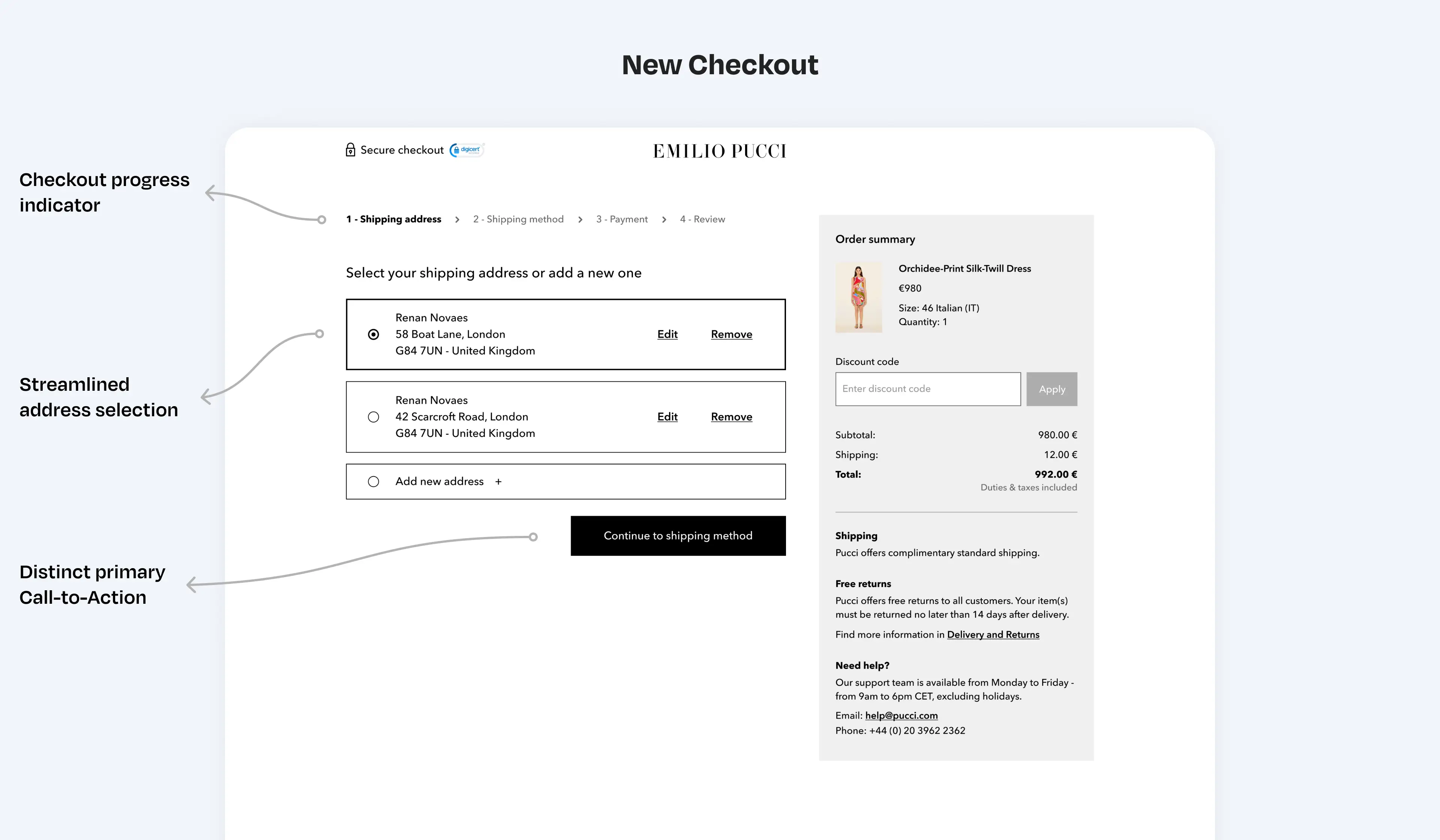 Image of the new checkout page
