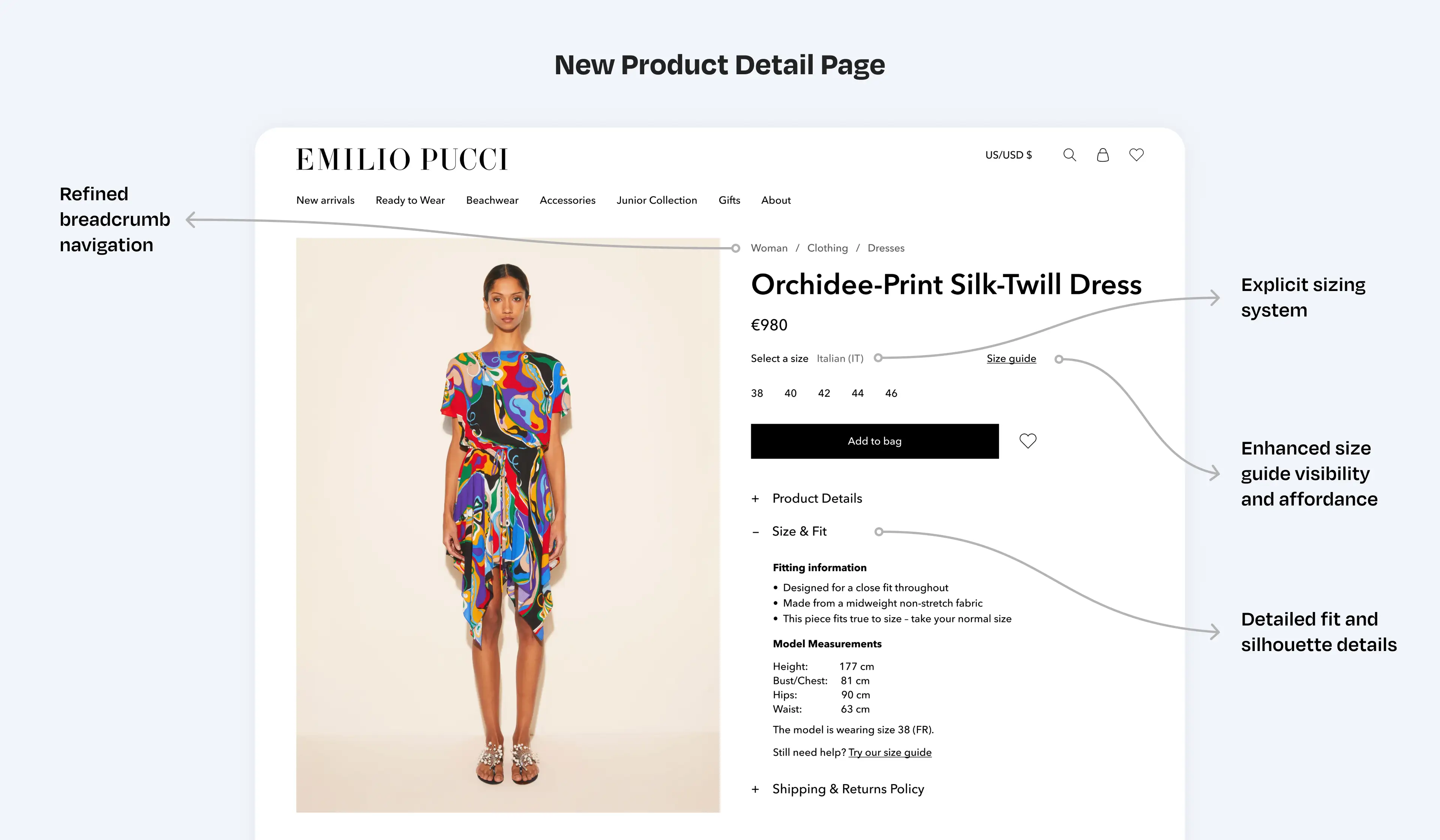 Image of the new product detail page