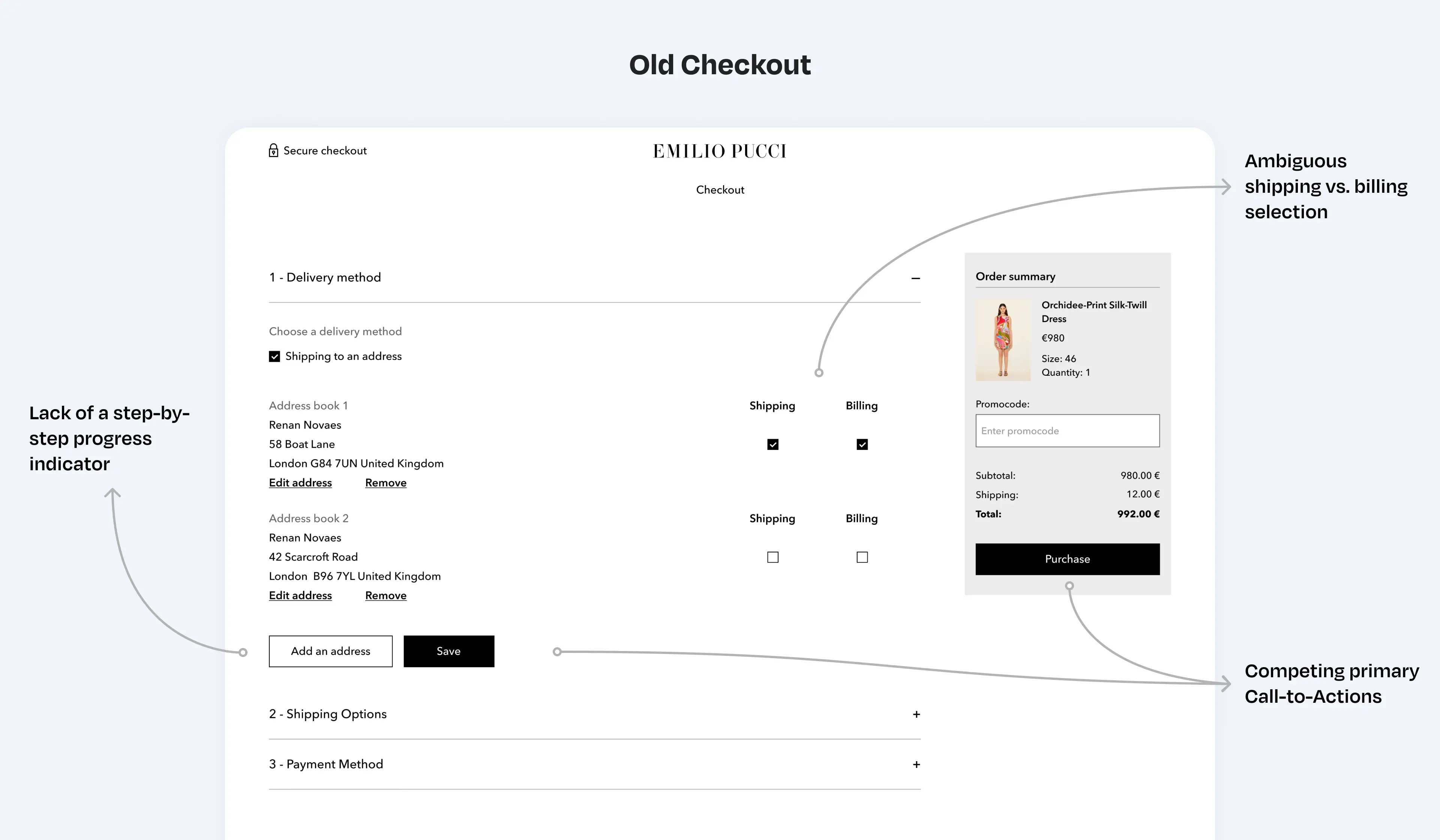 Image of the old checkout page