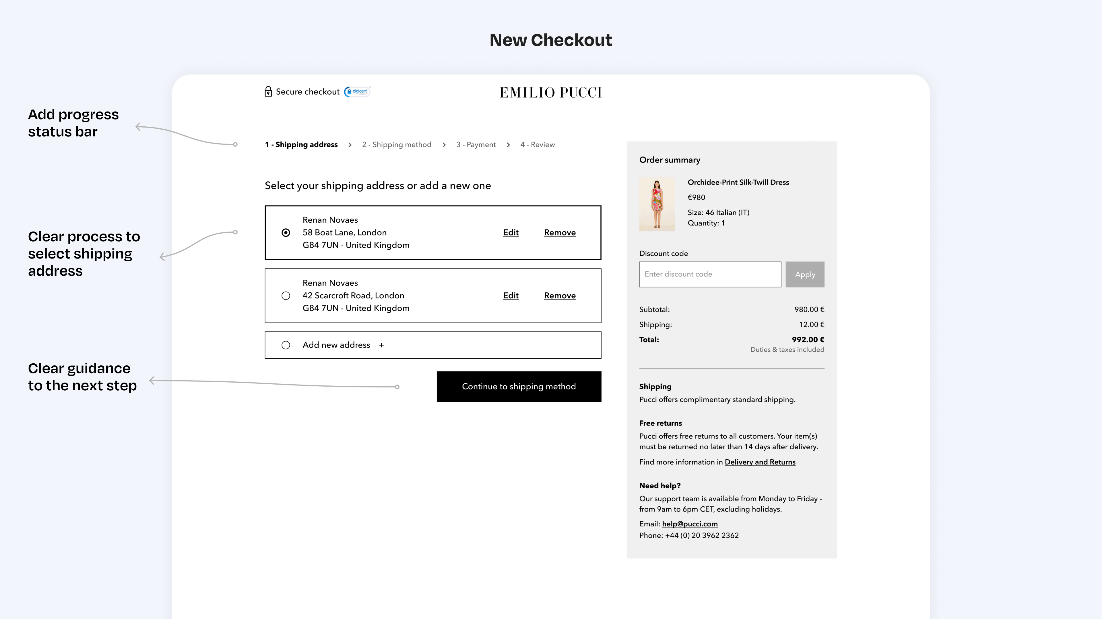 Image of the old checkout page