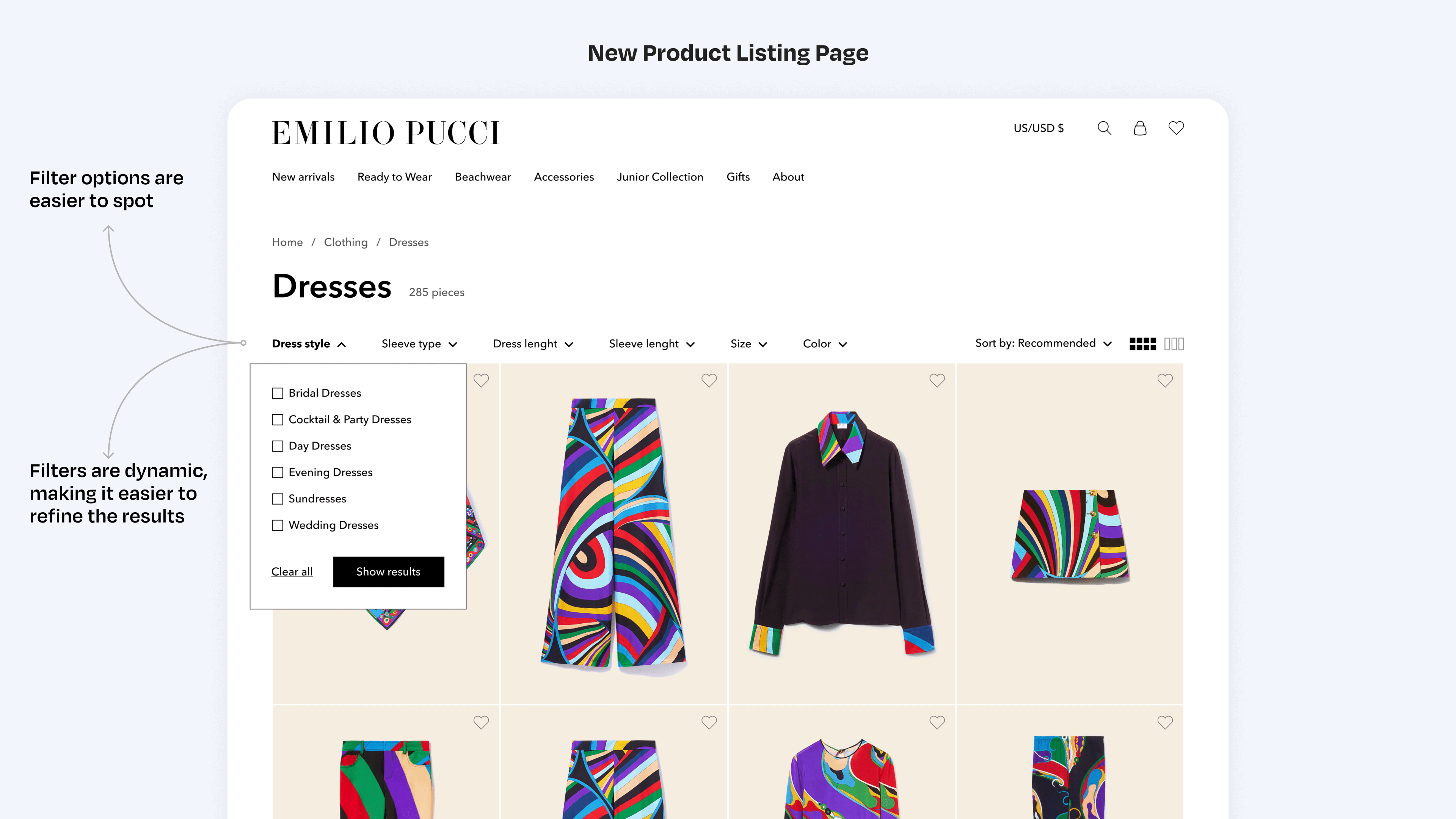 Image of the new product listing page