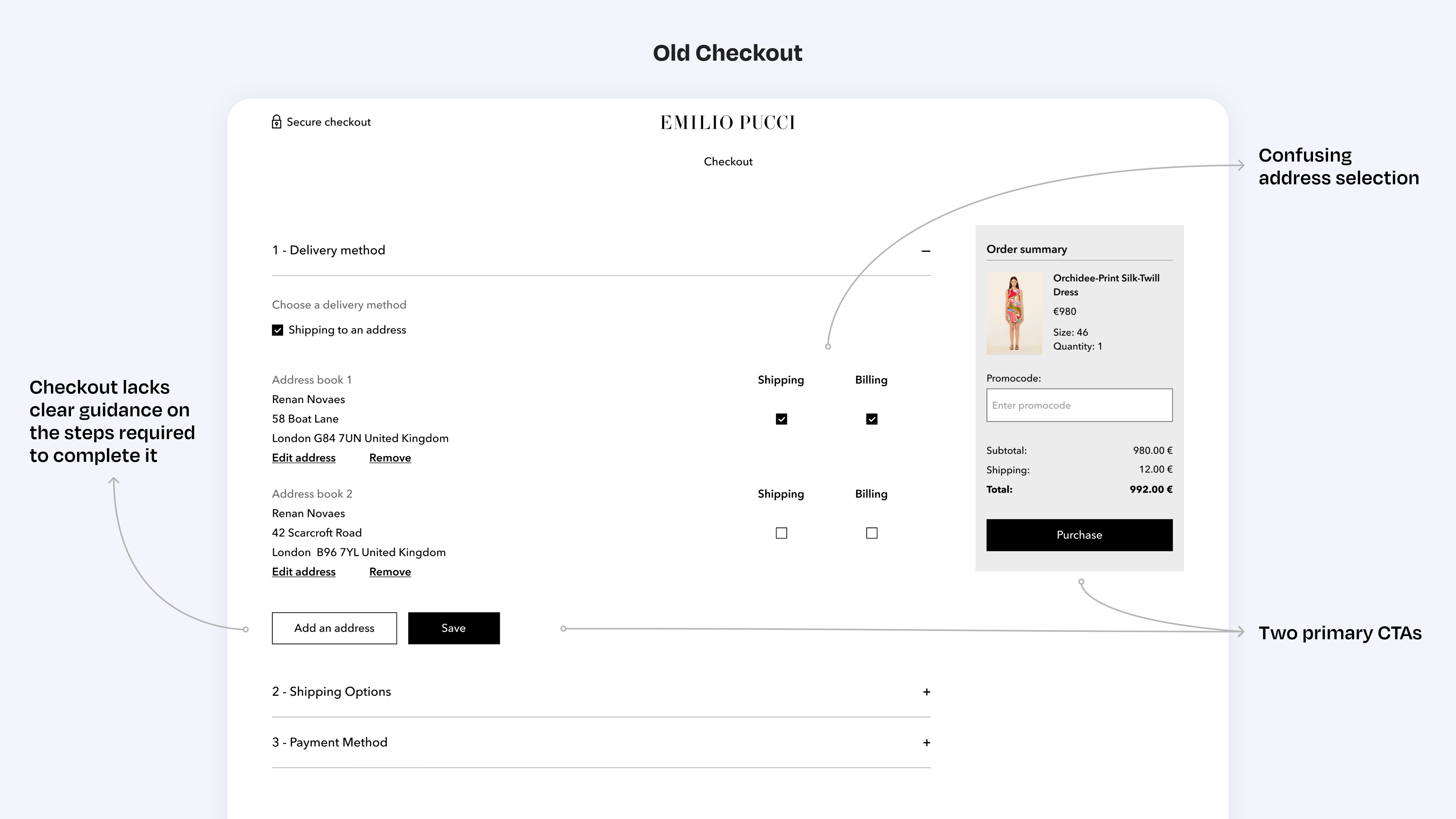 Image of the old checkout page